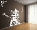 Pagoda and Crane   Wall Art Sticker
